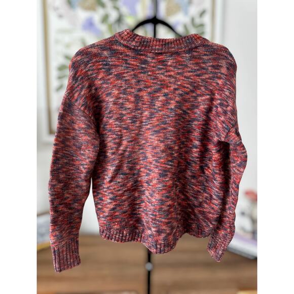 Madewell Space-Dyed Birchmont Side-Button Pullover Sweater Spacedye Sangria XS - Picture 10 of 11